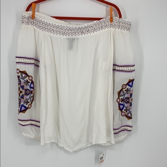 INC Off-The-Shoulder Top Tribal Wheel Embellished - Picture 4 of 11